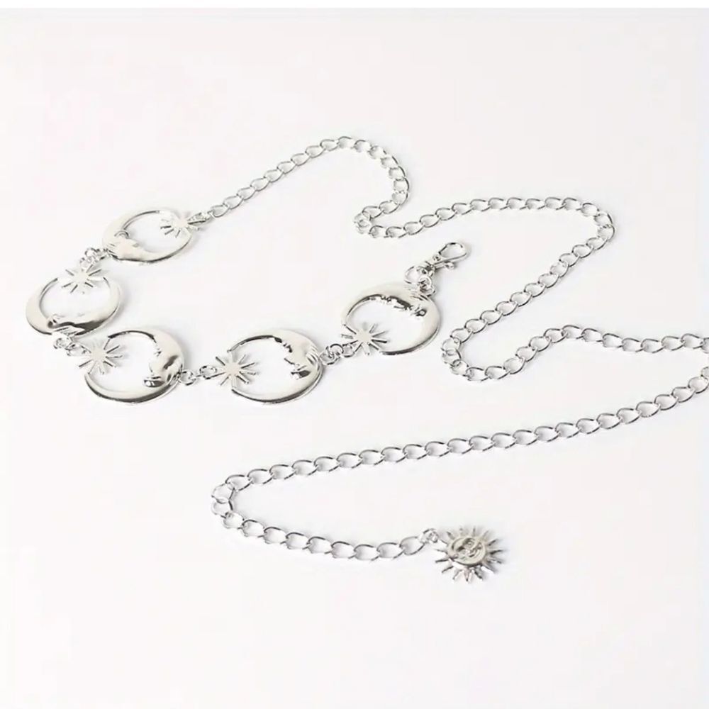 silver Moon Sun Waist Chain Adjustable Belt - Picture 3 of 6
